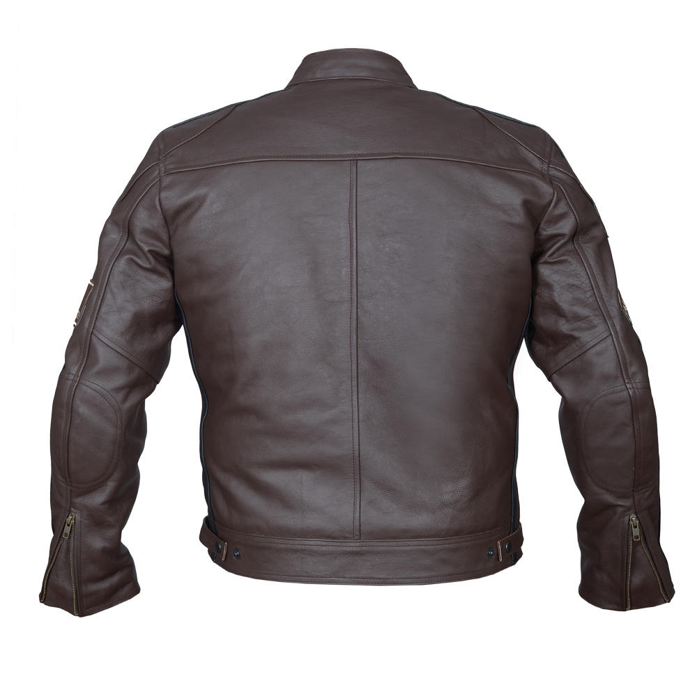 Motorcycle Leather Jacket Brown in Antique Retro style Biker Jacket ...