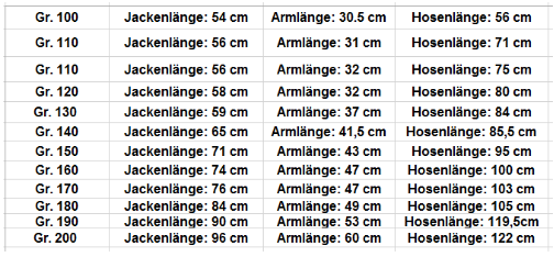 Size Chart